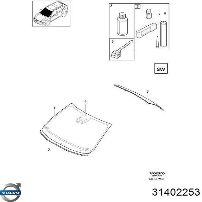 31402253 Volvo Автостекло