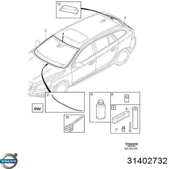 Стекло лобовое Volvo 31402732 цена, от 150.00 USD