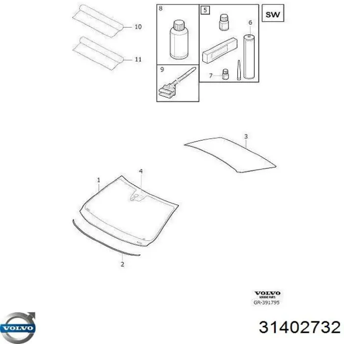 Купить 31402732 Volvo Ветровое стекло