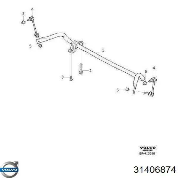 31406874 Volvo montante direito de estabilizador dianteiro