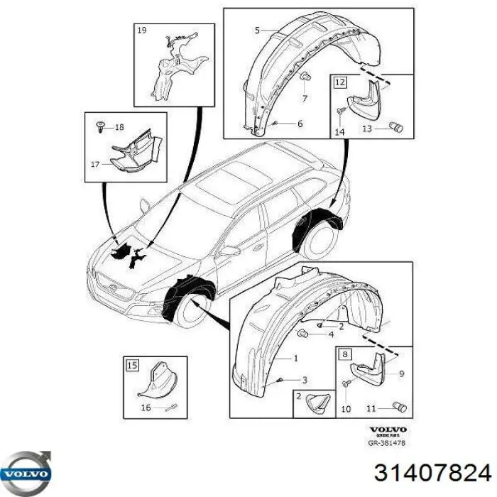 Подкрылок передний левый 31407824 Volvo