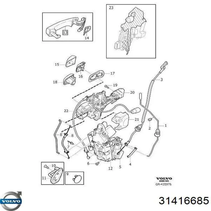 31416685 Volvo fecho da porta dianteira esquerda