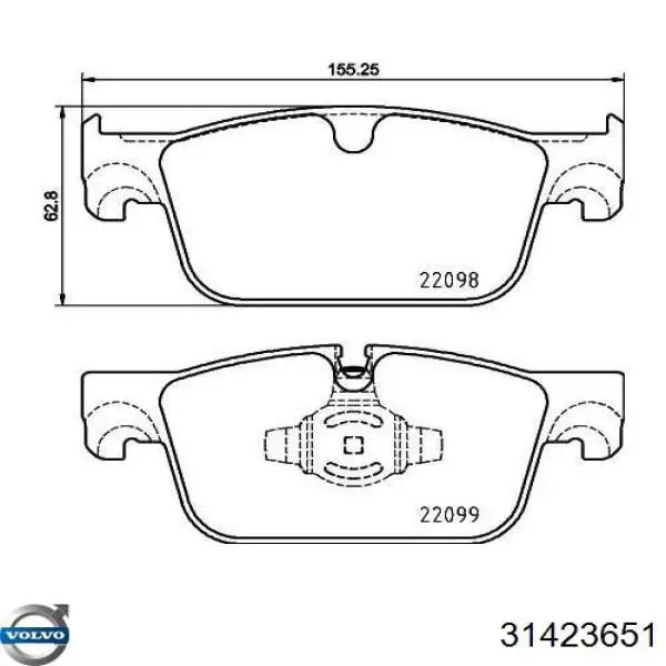 Купить 31423651 Volvo Колодки тормозные