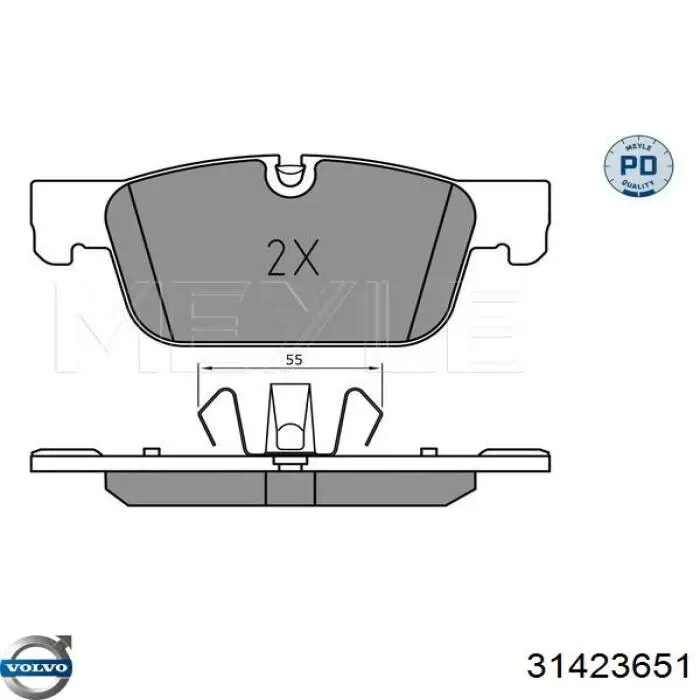Передние тормозные колодки 31423651 Volvo