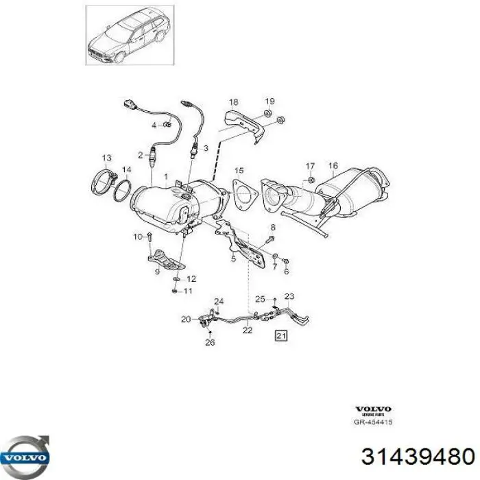31439480 Volvo лямбда-зонд, датчик кислорода до катализатора