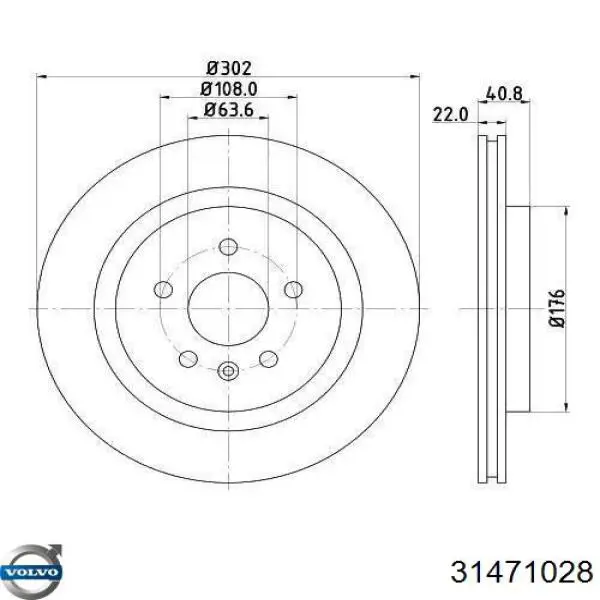 31471028 Volvo disco do freio traseiro