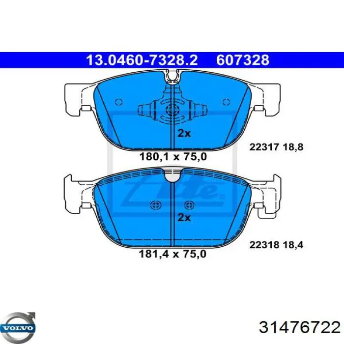 Колодки Volvo 31476722 цена, от 69.22 USD