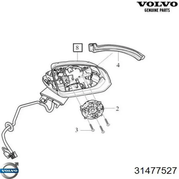 Купить 31477527 Volvo Стекло правого зеркала заднего вида