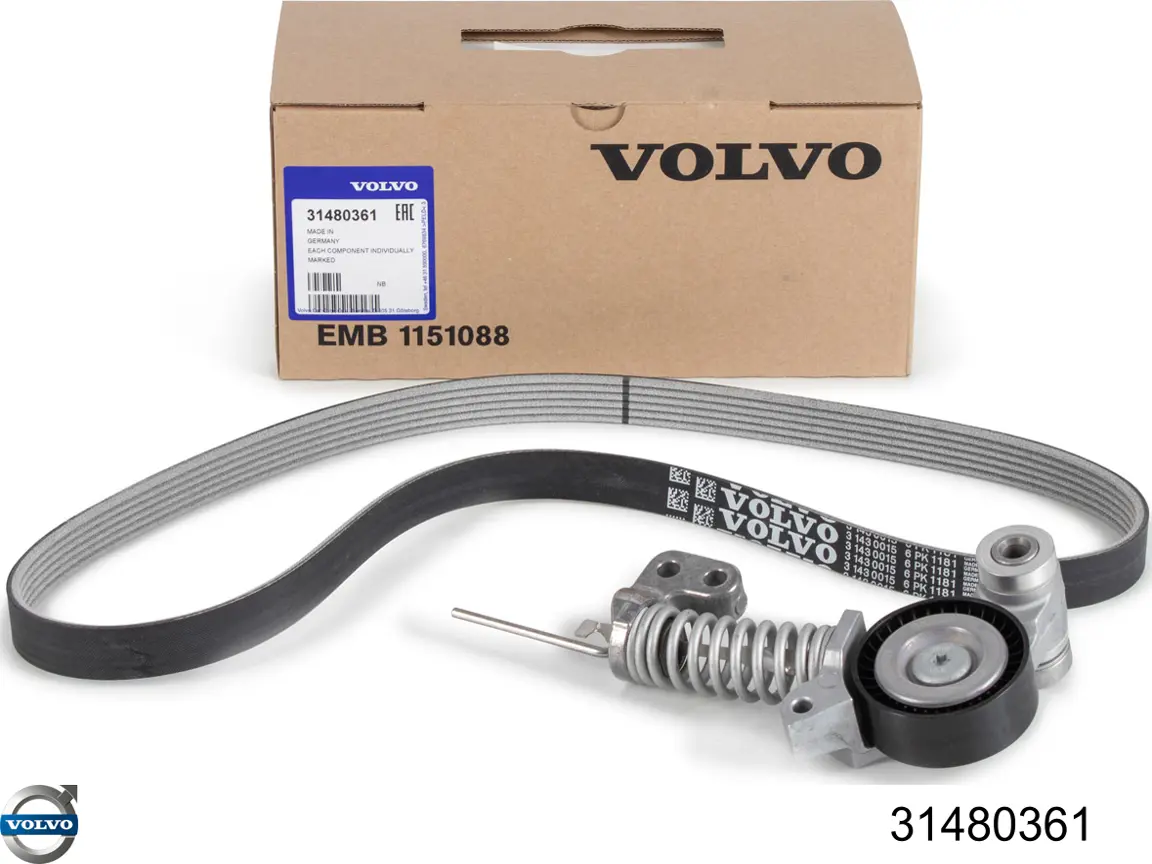 Ремень агрегатов приводной, комплект Volvo 31480361 цена, от 108.52 USD