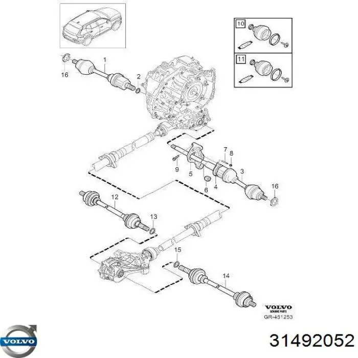 Пыльник шарнира угловых скоростей внутренний передний левый Volvo 31492052 цена, от 33.63 USD