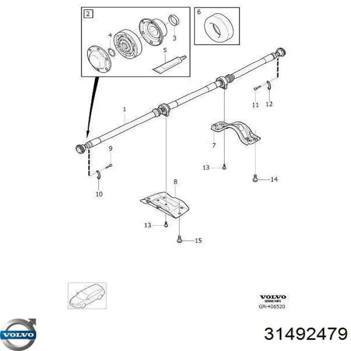 Вал карданный задний в сборе Volvo 31492479 цена, от 253.38 USD