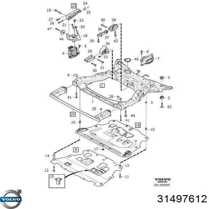 Защита двигателя, поддона (моторного отсека) 31497612 Volvo