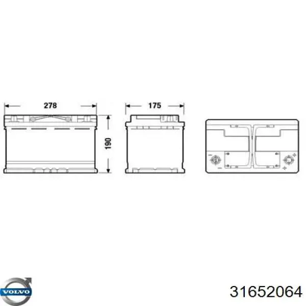 Купить 31652064 Volvo Батарея аккумуляторная