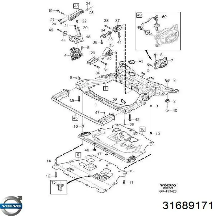 Подрамник передний 31689171 Volvo