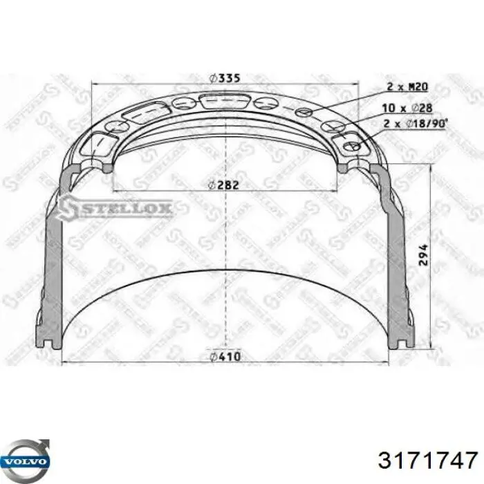 Тормозной барабан 3171747 Volvo