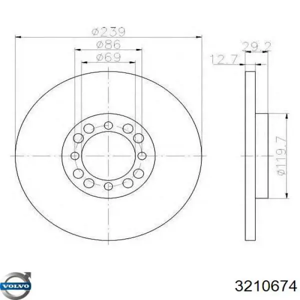 Тормоз дисковый передний Volvo 340/360 хэтчбек (343, 345) (1979 - 1991) цена, от 28.34 USD