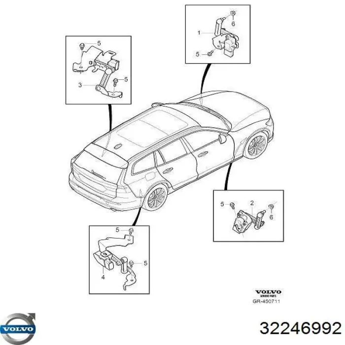 Датчик уровня положения кузова передний правый Volvo 32246992 цена, от 52.32 USD