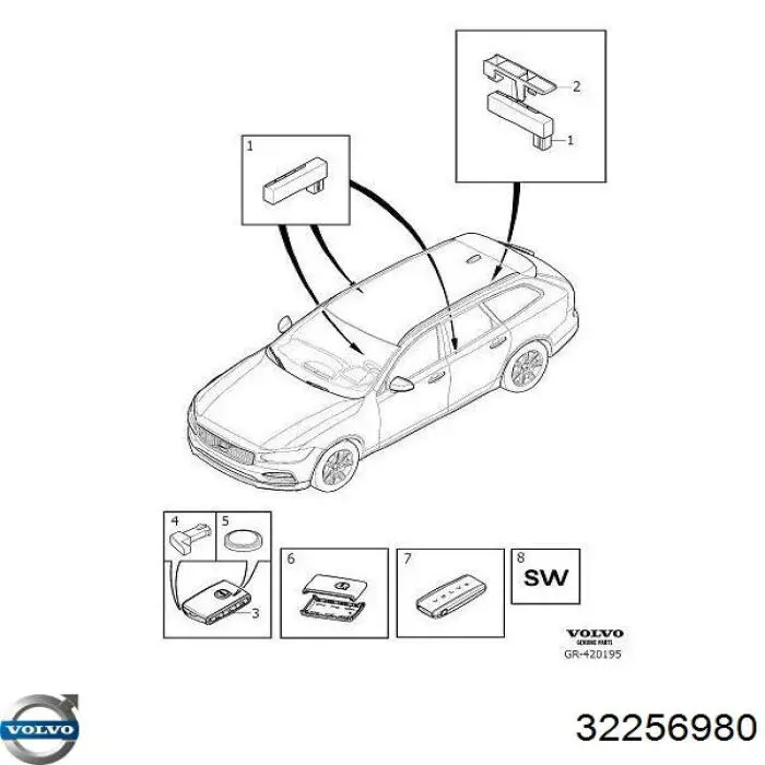 Ключ замка зажигания Volvo 32256980 цена, от 50.62 USD