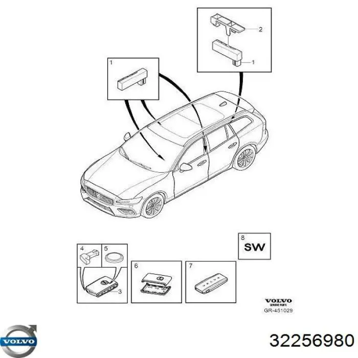 Ключ замка зажигания  VOLVO 32256980