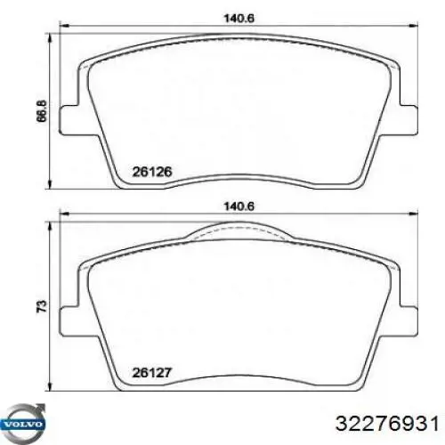 Колодки Volvo 32276931 цена, от 53.53 USD
