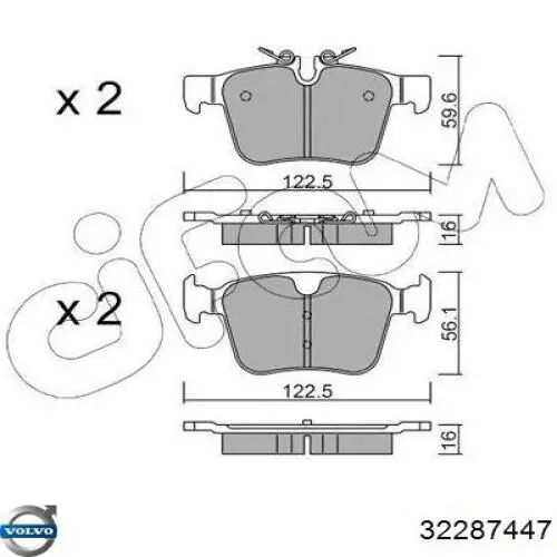 32287447 Volvo Колодки тормозные дисковые комплект