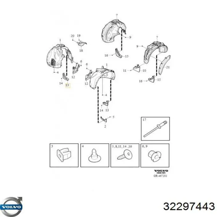 Крыло переднее левое 32297443 Volvo