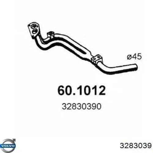 3283039 Volvo труба приемная (штаны глушителя передняя)