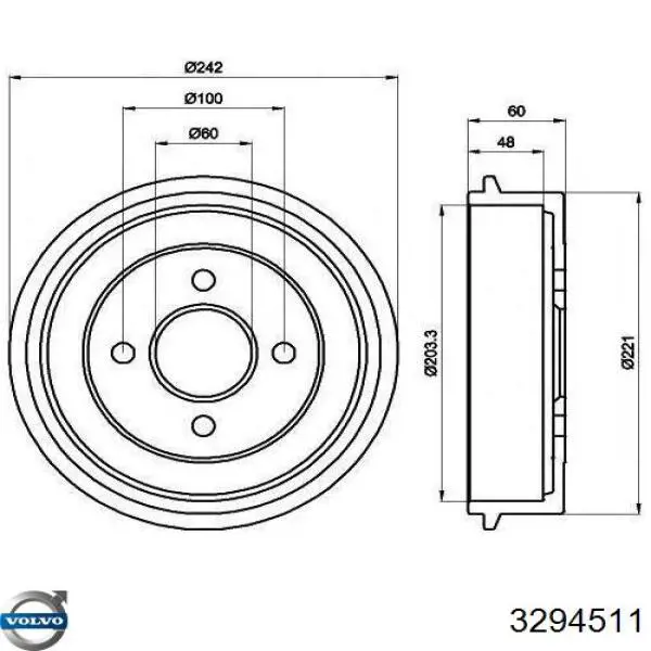 Барабан тормозной задний Volvo 3294511 цена, от 74.01 USD