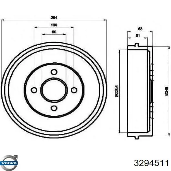 Купить 3294511 Volvo Тормозной барабан