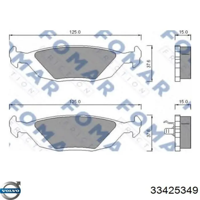 Колодки дисковые  Volvo 33425349 цена, от 17.28 USD