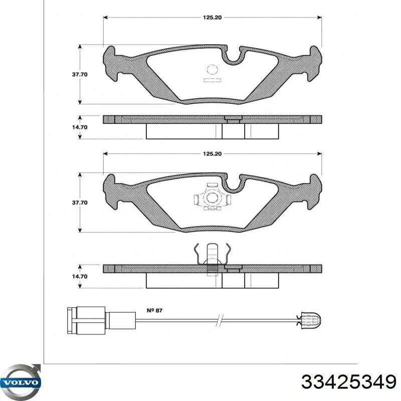 Купить 33425349 Volvo Колодки тормозные задние, дисковые