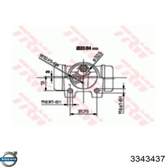 Купить 3343437 Volvo Цилиндр тормозной колесный
