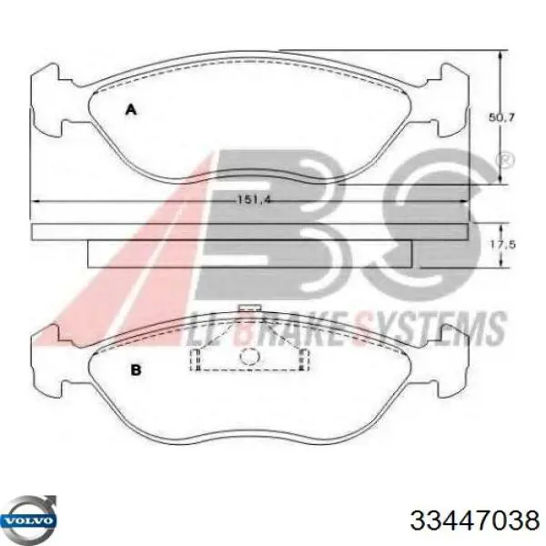 Передние тормозные колодки 33447038 Volvo