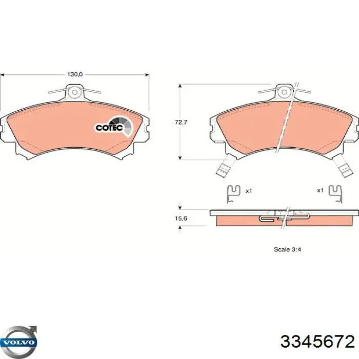 Колодки Volvo 3345672 цена, от 16.46 USD