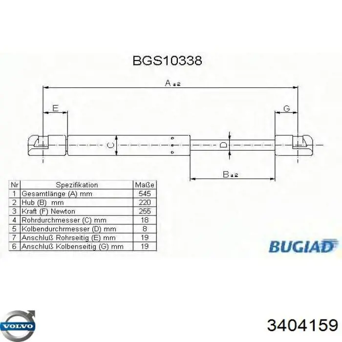 3404159 Volvo Амортизатор крышки багажника