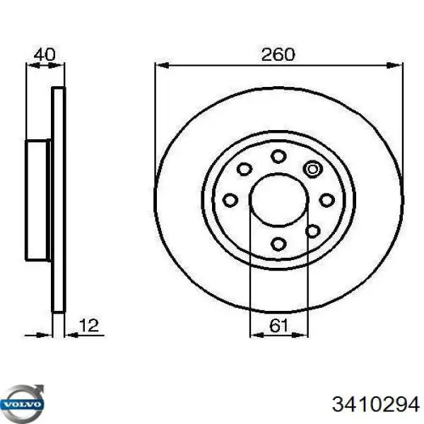 Тормоз дисковый передний Volvo 3410294 цена, от 28.25 USD