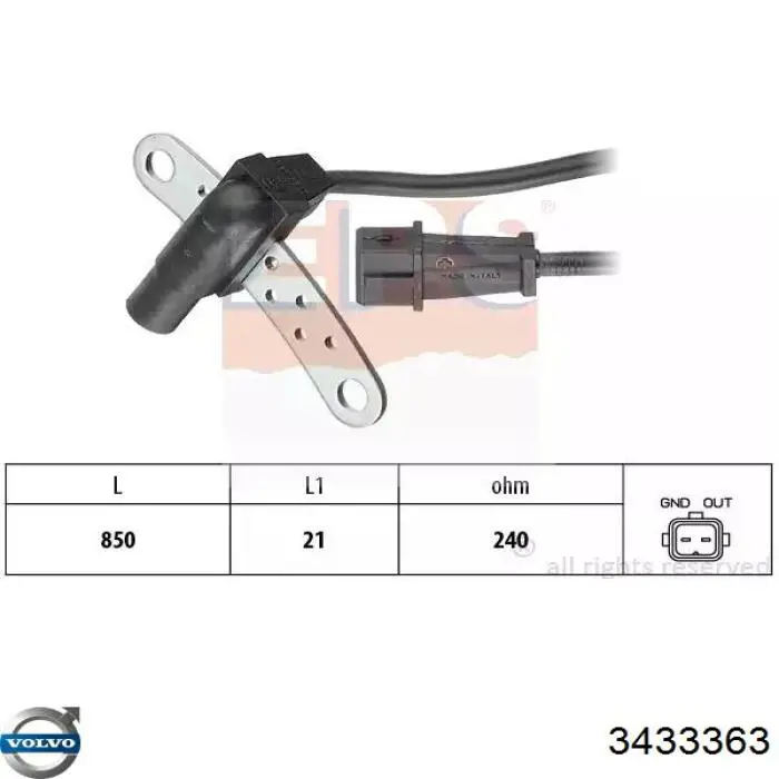 Купить 3433363 Volvo Датчик оборотов коленвала
