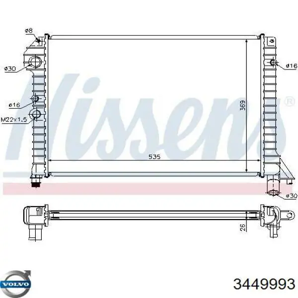 Радиатор 3449993 Volvo