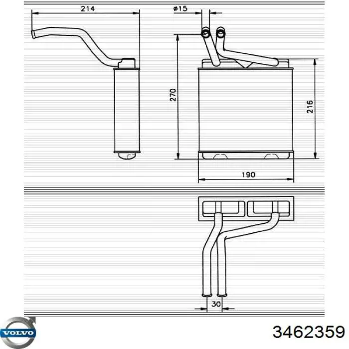 Радиатор печки (отопителя) Volvo 3462359 цена, от 23.20 USD