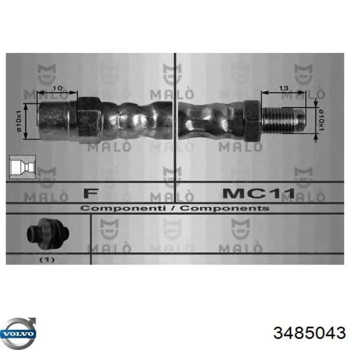 3485043 Volvo Гибкая тормозная трубка передняя