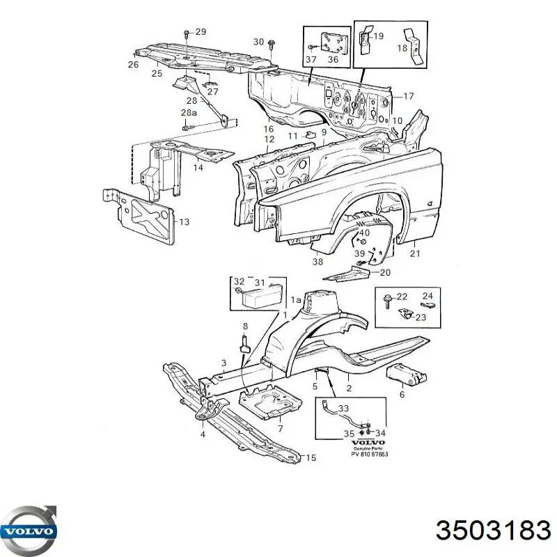 Крыло переднее левое 3503183 Volvo