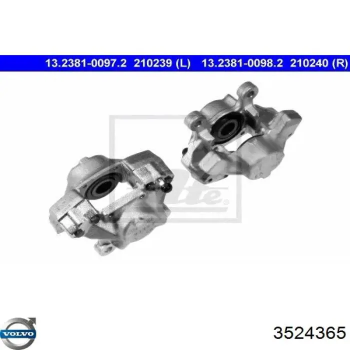 Суппорт тормозной задний левый 3524365 Volvo