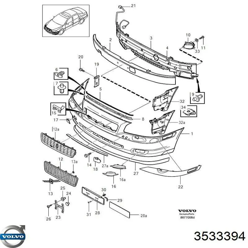 Купить 3533394 Volvo Пистон крепления подкрылок