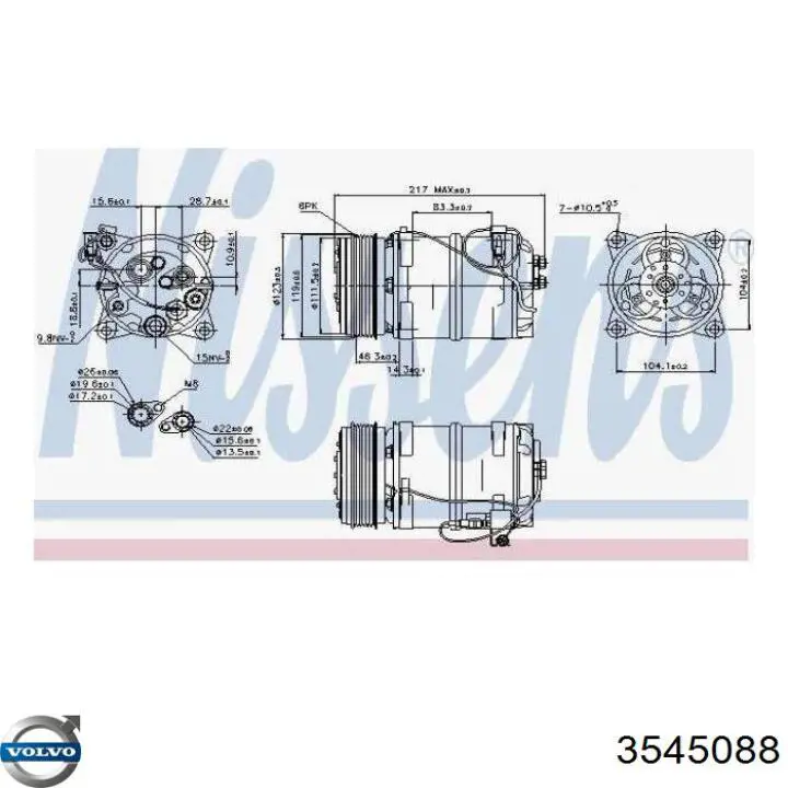 Компрессор кондиционера 3545088 Volvo