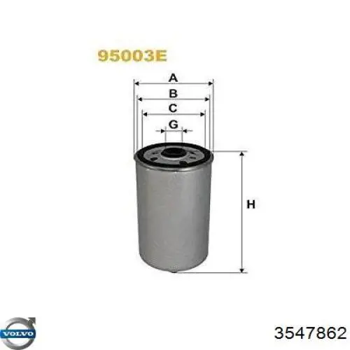 Фильтр тонкой очистки топлива Volvo 3547862 цена, от 14.83 USD