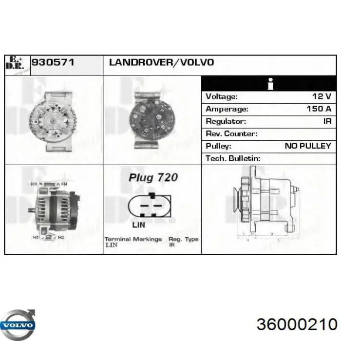 Генератор 36000210 Volvo