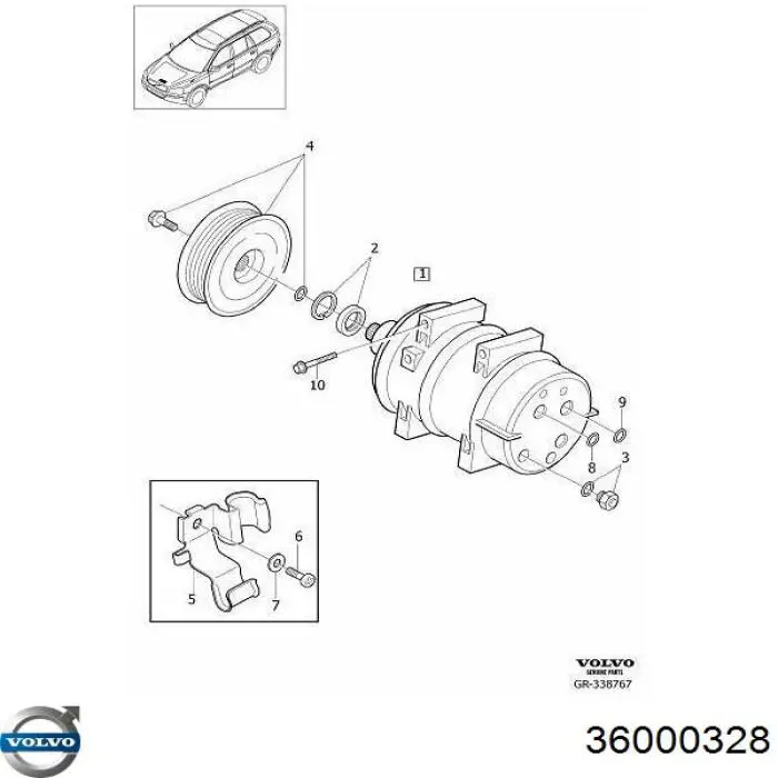 Компрессор кондиционера 36000328 Volvo