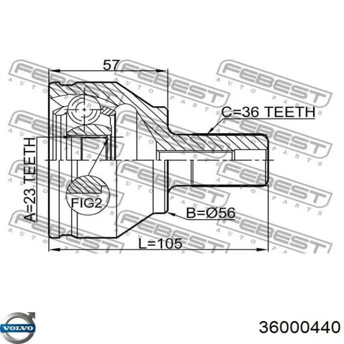 Левая полуось 30711772 Volvo