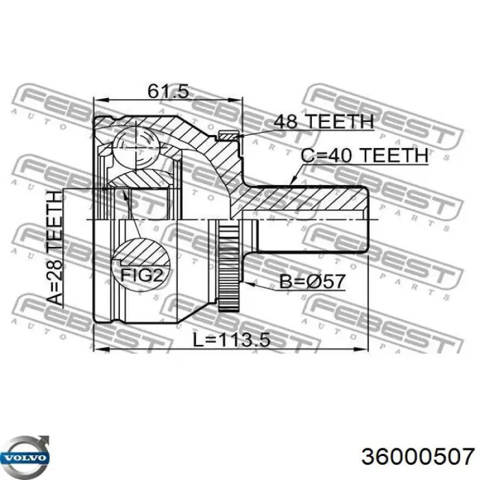 Привод передний левый Volvo 36000507 цена, от 180.28 USD