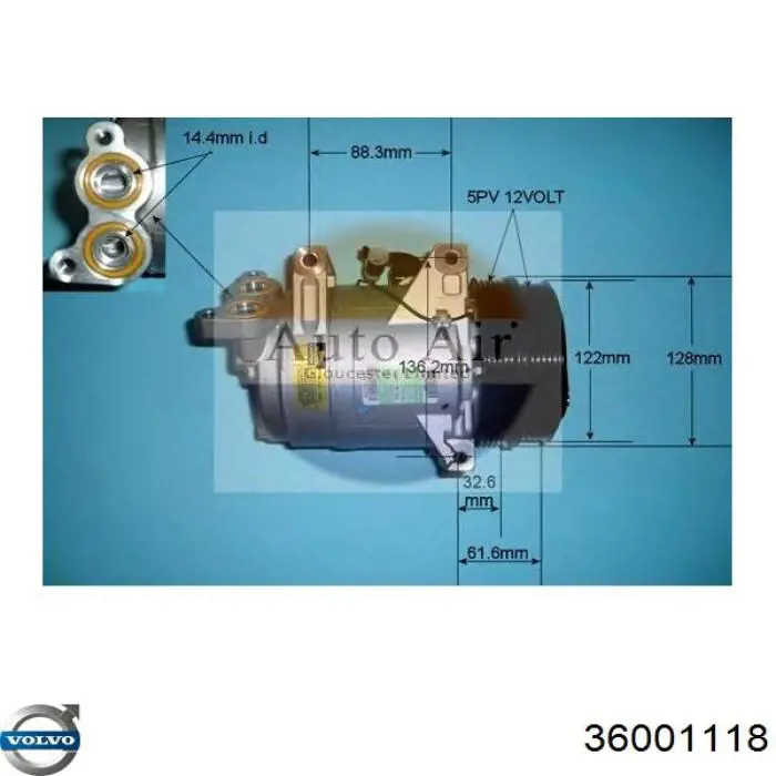 36001118 Volvo compressor de aparelho de ar condicionado